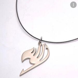 Silver Tone & Black Fairy Tail Necklace